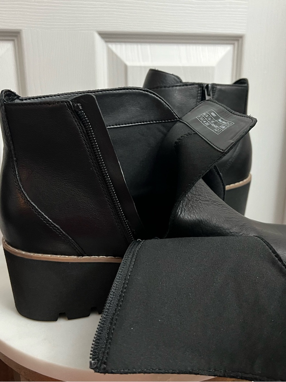 Vionic Abby Ankle Booties Black Leather Wedge - Picture 7 of 11